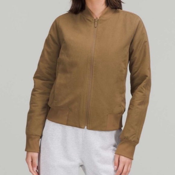 lululemon athletica Jackets & Blazers - Lululemon Non-Stop Cotton Bomber Jacket Reversible Artifact Tan 6 Textured